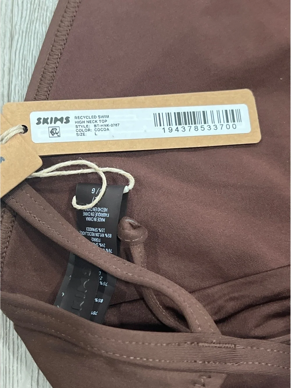 Skims recycled swim high neck top large & swim dipped tie bottom medium